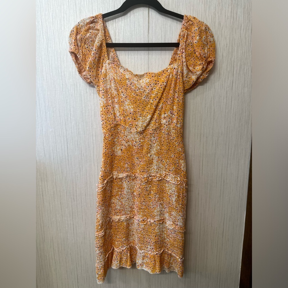 Sim and Sam Orange Square Neck‎ Mini Dress size medium